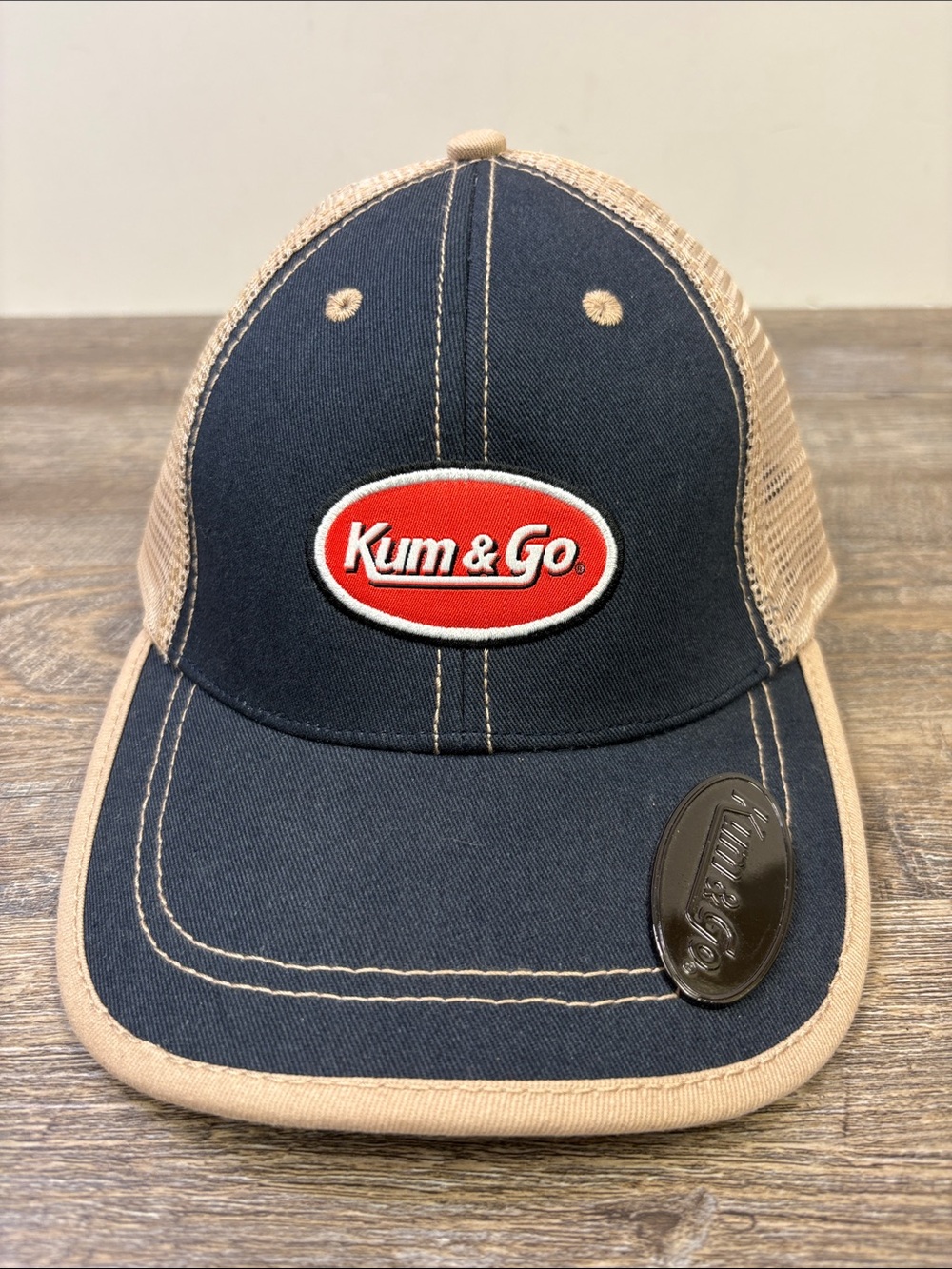 Kum & Go Righteous Clothing Trucker Hat Navy Tan Mesh Bottle Opener Cap